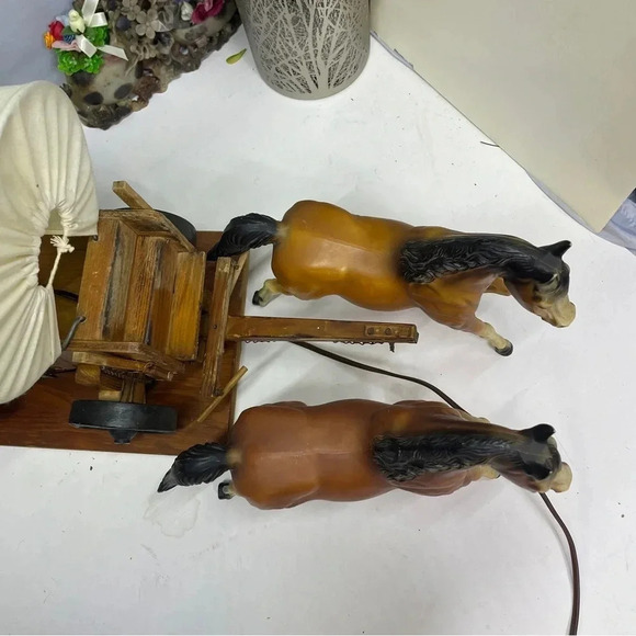 Vintage western 2 horse and wagon working plugin lamp rs01 - Picture 10 of 15